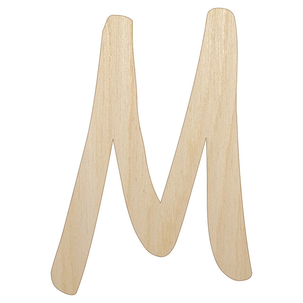 Letter M Uppercase Felt Marker Font Unfinished Wood Shape Piece Cutout for DIY Craft Projects
